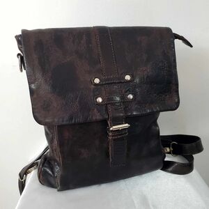 Vintage 90s Leather Convertible Shoulderbag Backpack Chocolat Brown